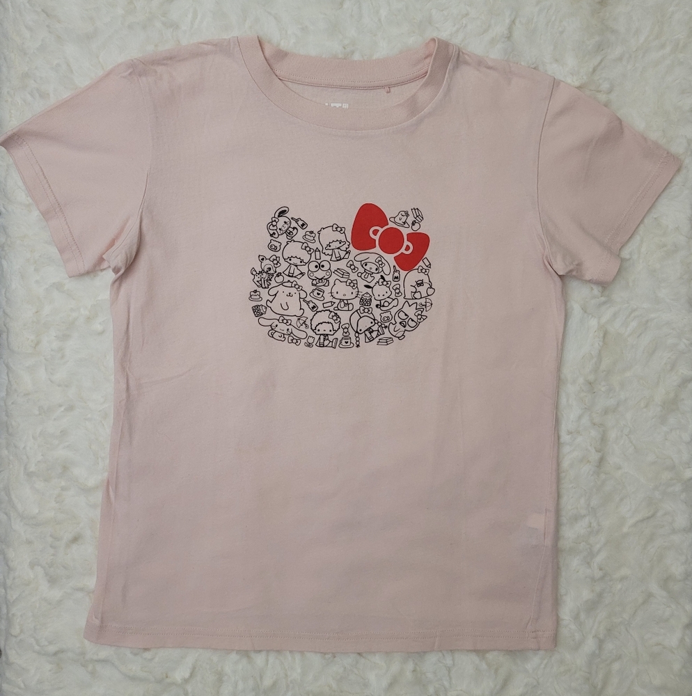Uniqlo Hello Kitty Sanrio Girl Pink Short Sleeve Shirt  Size 13